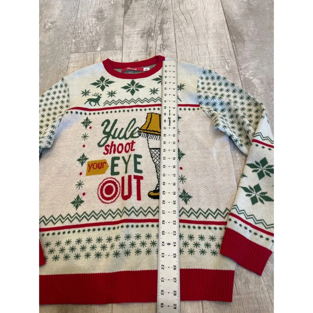 Shinesty Mens Christmas Story Leg‎ Lamp Sweater Karbach Brewing White Large